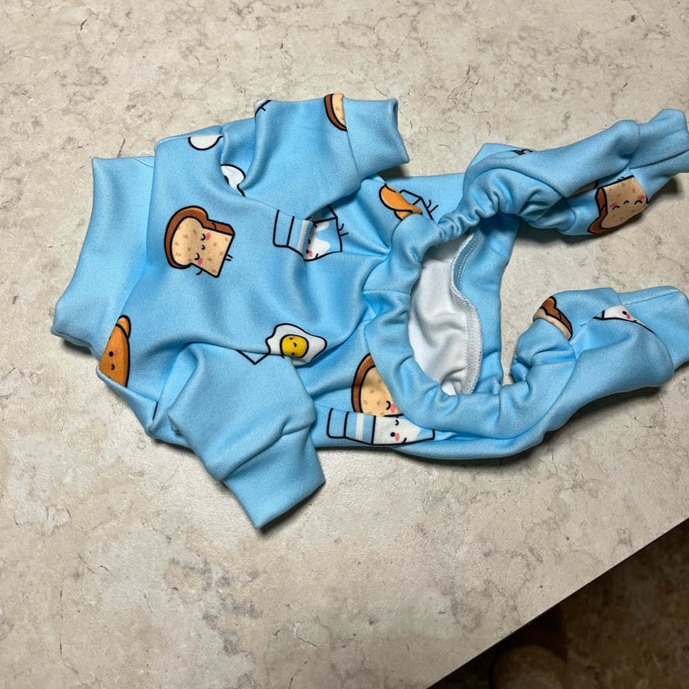 Blue Dog Pajamas with Breakfast Print